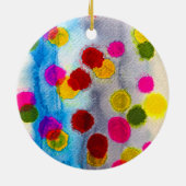 Blaue Polka Punkte Aquarell abstrakt Keramik Ornament (Hinten)