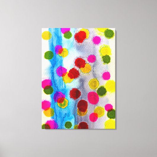 Blaue Polka Punkte Aquarell abstrakt Leinwanddruck (Vorderseite)