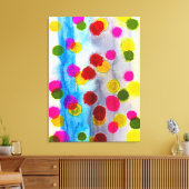 Blaue Polka Punkte Aquarell abstrakt Leinwanddruck (Insitu (Wohnzimmer))