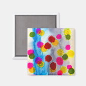 Blaue Polka Punkte Aquarell abstrakt Magnet (Vorderseite/Rückseite)
