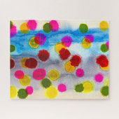 Blaue Polka Punkte Aquarell abstrakt Puzzle (Horizontal)