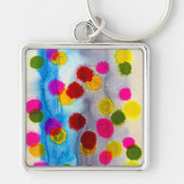 Blaue Polka Punkte Aquarell abstrakt Schlüsselanhänger (Vorne)