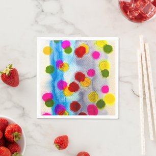 Blaue Polka Punkte Aquarell abstrakt Serviette