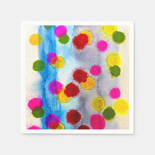 Blaue Polka Punkte Aquarell abstrakt Serviette (Vorderseite)