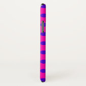 Blaue Polka-Punkte auf Fuchsia Case-Mate iPhone Hülle (Hinten/Rechts)