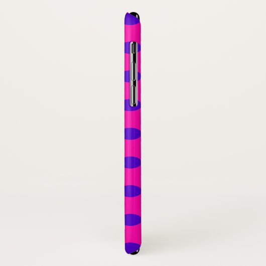 Blaue Polka-Punkte auf Fuchsia Case-Mate iPhone Hülle (Hinten/Links)