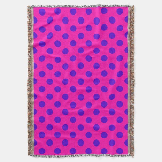Blaue Polka-Punkte auf Fuchsia Decke (Vorderseite Vertikal)