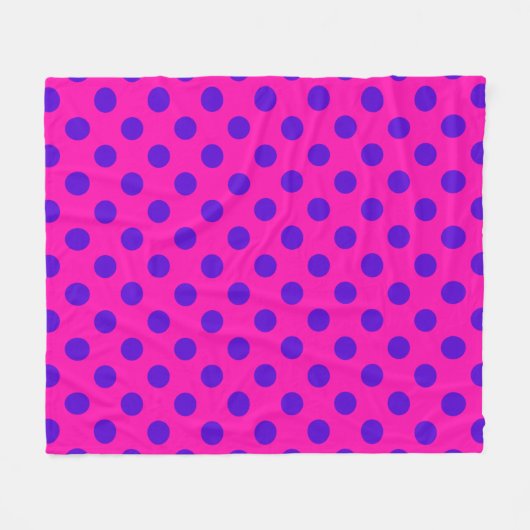 Blaue Polka-Punkte auf Fuchsia Fleecedecke (Vorderseite (Horizontal))