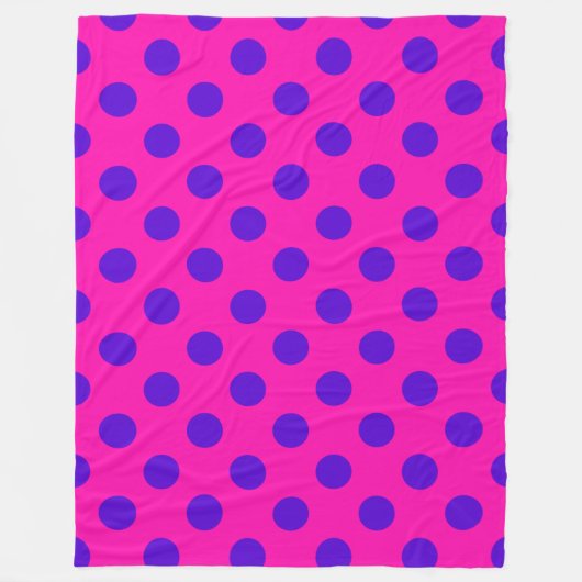 Blaue Polka-Punkte auf Fuchsia Fleecedecke (Vorderseite)