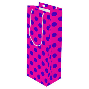 Blaue Polka-Punkte auf Fuchsia Geschenktüte Für Weinflaschen