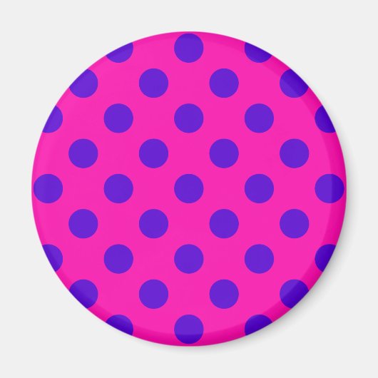 Blaue Polka-Punkte auf Fuchsia Magnet (Vorne)