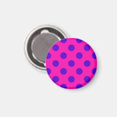 Blaue Polka-Punkte auf Fuchsia Magnet (Vorderseite/Rückseite)