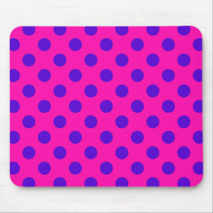 Blaue Polka-Punkte auf Fuchsia Mousepad