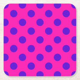 Blaue Polka-Punkte auf Fuchsia Rechteckiger Pappuntersetzer
