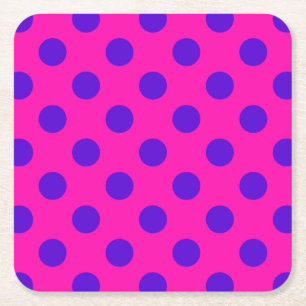 Blaue Polka-Punkte auf Fuchsia Rechteckiger Pappuntersetzer
