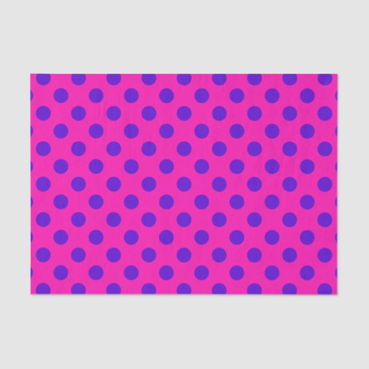 Blaue Polka-Punkte auf Fuchsia Seidenpapier (Vorderseite)