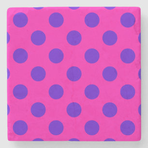 Blaue Polka-Punkte auf Fuchsia Steinuntersetzer