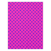 Blaue Polka-Punkte auf Fuchsia Tischdecke (Vorderseite)