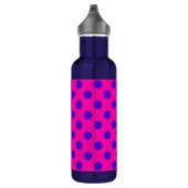 Blaue Polka-Punkte auf Fuchsia Trinkflasche (Rechts)