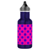 Blaue Polka-Punkte auf Fuchsia Trinkflasche (Rechts)
