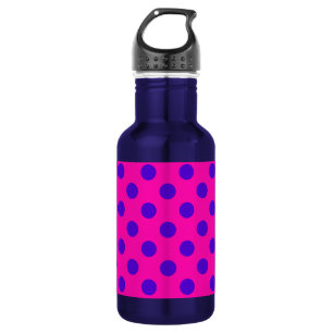 Blaue Polka-Punkte auf Fuchsia Trinkflasche