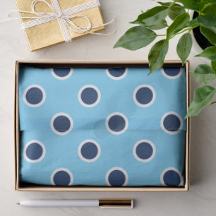 Blaue Polka-Punkte auf hellblauem Tissue Seidenpapier