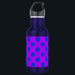 Blaue Polka Punkte auf lila Edelstahlflasche<br><div class="desc">Blaue Polka Punkte auf lila</div>