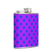 Blaue Polka Punkte auf lila Flachmann (Rechts)
