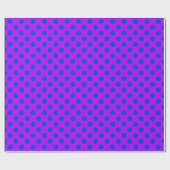Blaue Polka Punkte auf lila Geschenkpapier (Flach)