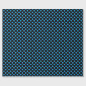 blaue Polka-Punkte auf schwarz Geschenkpapier (Flach)
