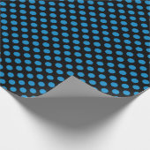 blaue Polka-Punkte auf schwarz Geschenkpapier (Ecke)