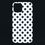 Blaue Polka-Punkte Case-Mate iPhone Hülle<br><div class="desc">Dunkelmarineblau-Polka-Punkte auf weißem Hintergrund</div>