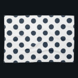 Blaue Polka-Punkte Handtuch<br><div class="desc">Dunkelmarineblau-Polka-Punkte auf weißem Hintergrund</div>