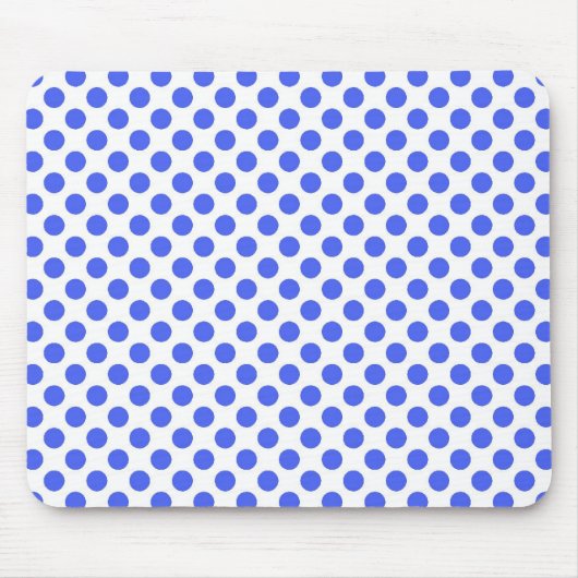blaue Polka-Punkte in weiß Mousepad (Vorne)