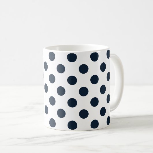 Blaue Polka-Punkte Kaffeetasse (VorderseiteRechts)