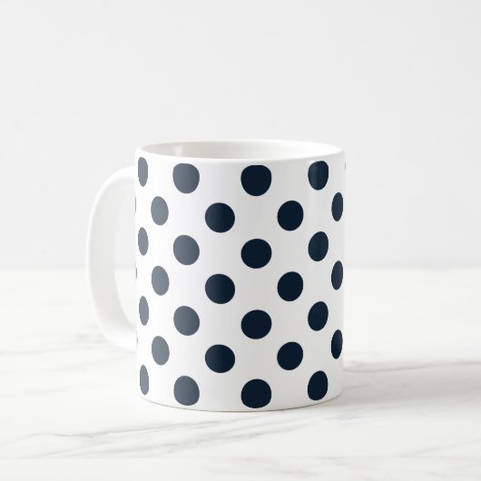 Blaue Polka-Punkte Kaffeetasse (Vorderseite Links)