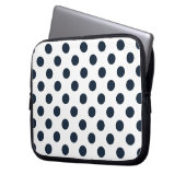 Blaue Polka-Punkte Laptopschutzhülle (Vorderseite Links)