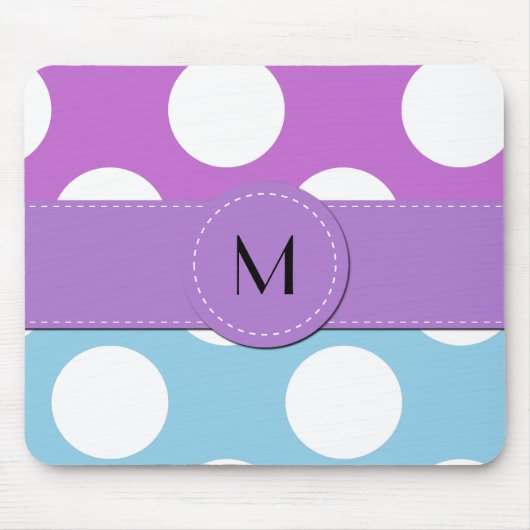 Blaue Polka-Punkte, Lila Polka-Punkte, Punkte, Mon Mousepad (Vorne)