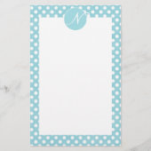 Blaue Polka-Punkte mit Monogramm Briefpapier (Vorderseite)