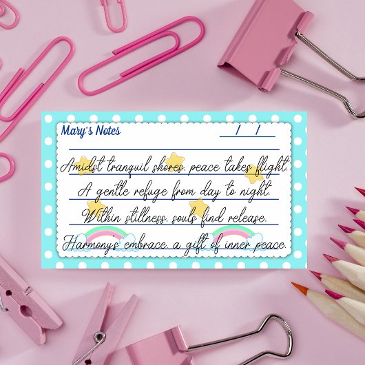 Blaue Polka-Punkte, niedliche Sterne & Regenbogen Post-it Klebezettel