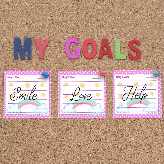 Blaue Polka-Punkte, niedliche Sterne & Regenbogen Post-it Klebezettel