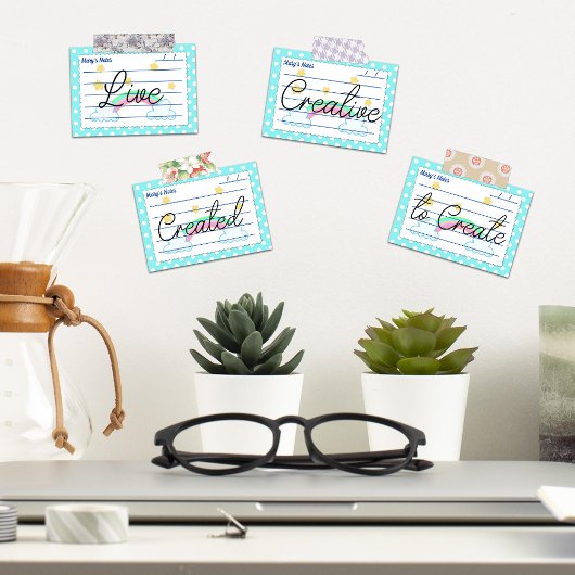 Blaue Polka-Punkte, niedliche Sterne & Regenbogen Post-it Klebezettel