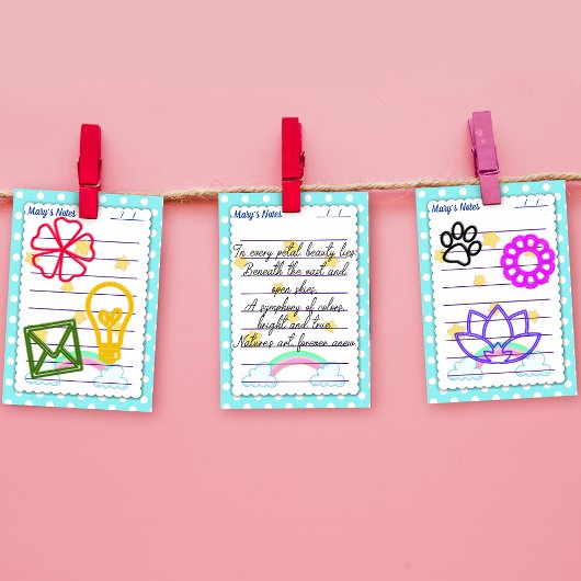 Blaue Polka-Punkte, niedliche Sterne & Regenbogen  Post-it Klebezettel