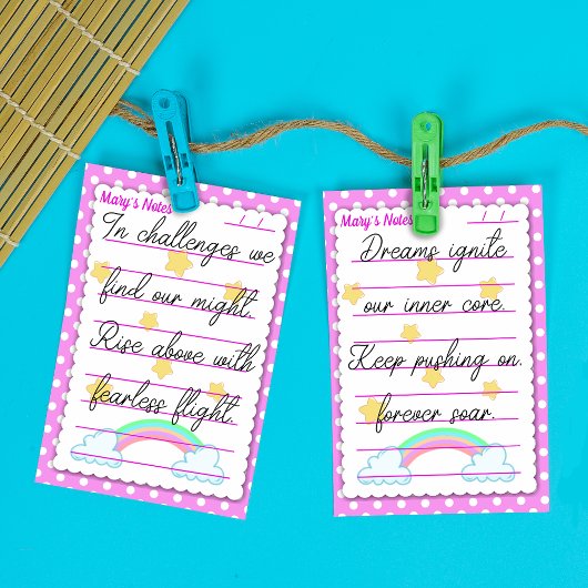 Blaue Polka-Punkte, niedliche Sterne & Regenbogen Post-it Klebezettel