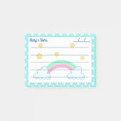 Blaue Polka-Punkte, niedliche Sterne & Regenbogen Post-it Klebezettel (Vorderseite)