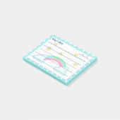 Blaue Polka-Punkte, niedliche Sterne & Regenbogen Post-it Klebezettel (angewinkelt)