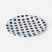 Blaue Polka-Punkte Pappteller (Schrägansicht)