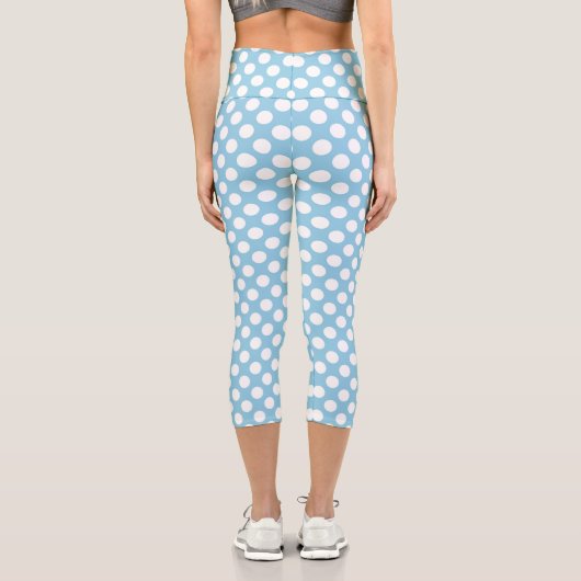 Blaue Polka-Punkte, Polka-Dot-Muster, Punkte, gepu Capri Leggings (Rückseite)