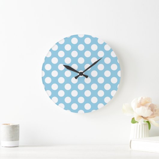 Blaue Polka-Punkte, Polka-Dot-Muster, Punkte, gepu Große Wanduhr (Zuhause)