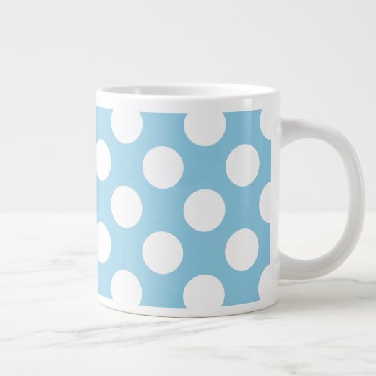 Blaue Polka-Punkte, Polka-Dot-Muster, Punkte, gepu Jumbo-Tasse (Rechts)